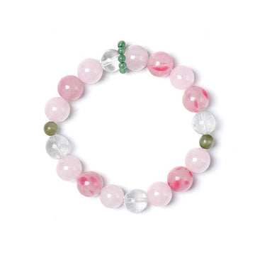 Rose Quartz Love Bracelet with Clear Quartz – 10mm Beads