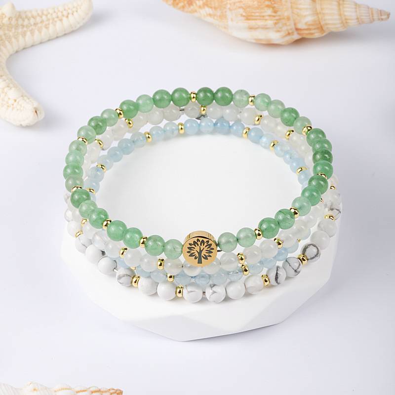Balance & Harmony 4-in-1 Crystal Bracelet Set – Green Aventurine, Moonstone & Aquamarine