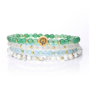 Balance & Harmony 4-in-1 Crystal Bracelet Set – Green Aventurine, Moonstone & Aquamarine