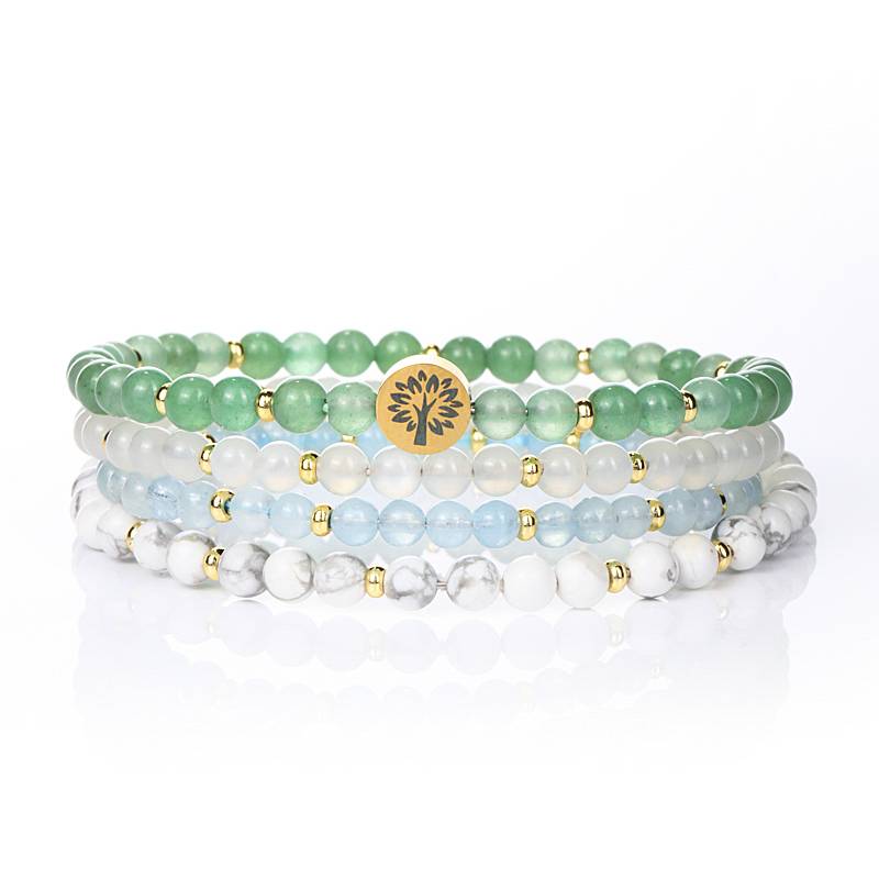 Balance & Harmony 4-in-1 Crystal Bracelet Set – Green Aventurine, Moonstone & Aquamarine