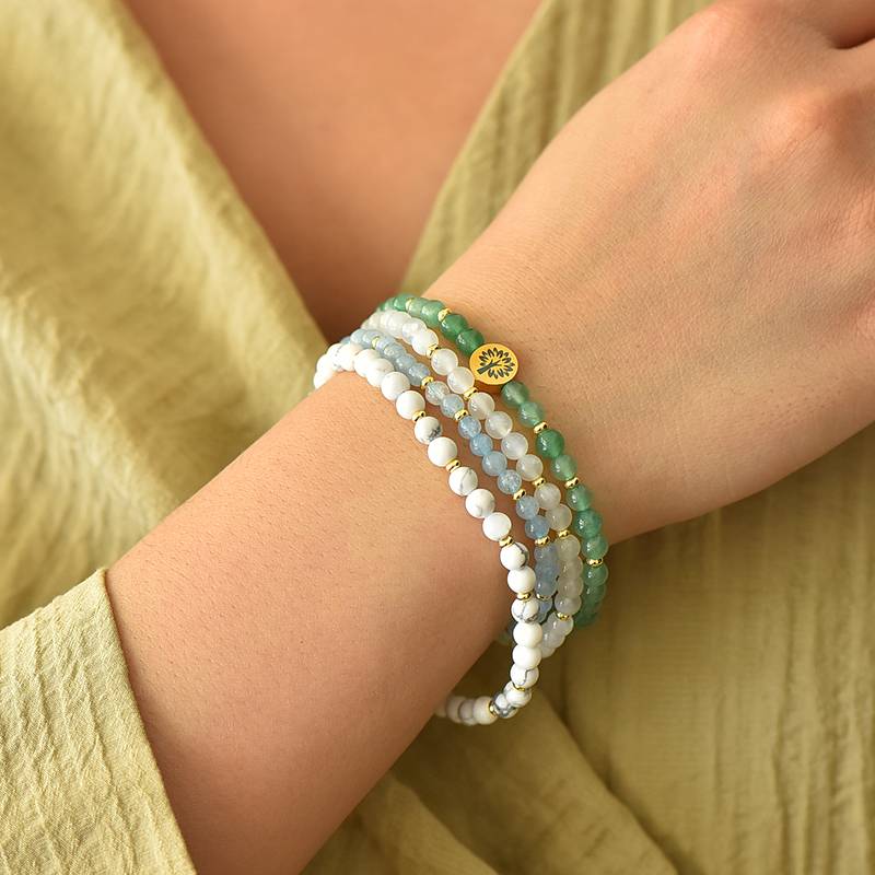 Balance & Harmony 4-in-1 Crystal Bracelet Set β Green Aventurine, Moonstone & Aquamarine