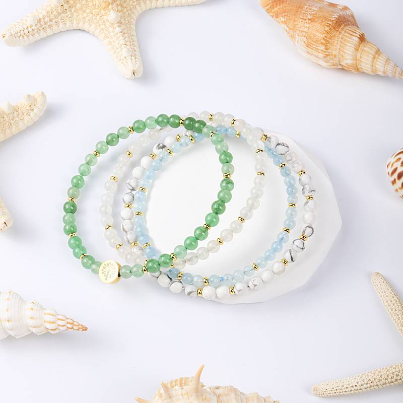 Balance & Harmony 4-in-1 Crystal Bracelet Set – Green Aventurine, Moonstone & Aquamarine