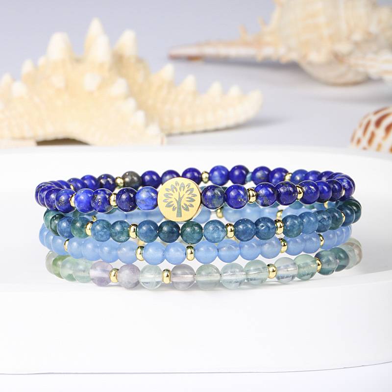Intuition & Wisdom 4-in-1 Crystal Bracelet (Lapis, Apatite, Blue Chalcedony, Fluorite)