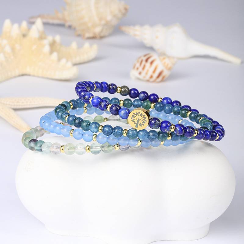 Intuition & Wisdom 4-in-1 Crystal Bracelet (Lapis, Apatite, Blue Chalcedony, Fluorite)