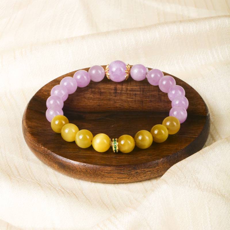 Calm & Confidence Crystal Bracelet – Lepidolite & Golden Tiger’s Eye 8–10 mm