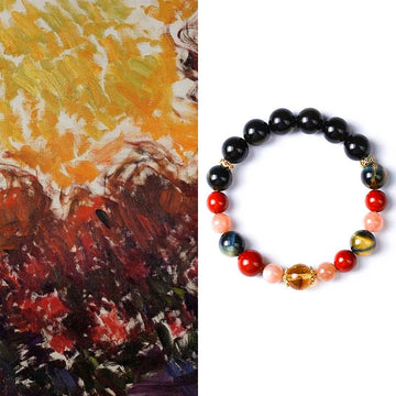 Protection & Courage Crystal Bracelet – Obsidian, Red Jasper, Sunstone, Tiger’s Eye & Citrine 7–11 mm
