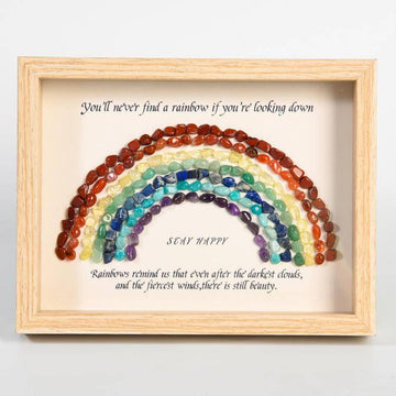 Rainbow Crystal Frame Decor – Natural Gemstone Desk Art (21.7 × 16.7 cm)