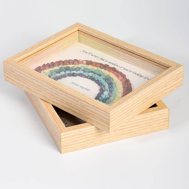 Rainbow Crystal Frame Decor – Natural Gemstone Desk Art (21.7 × 16.7 cm)