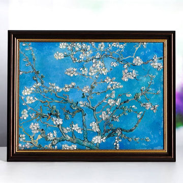 Almond Blossom Crystal Frame – Gemstone Mosaic Decor (45 × 35 cm)