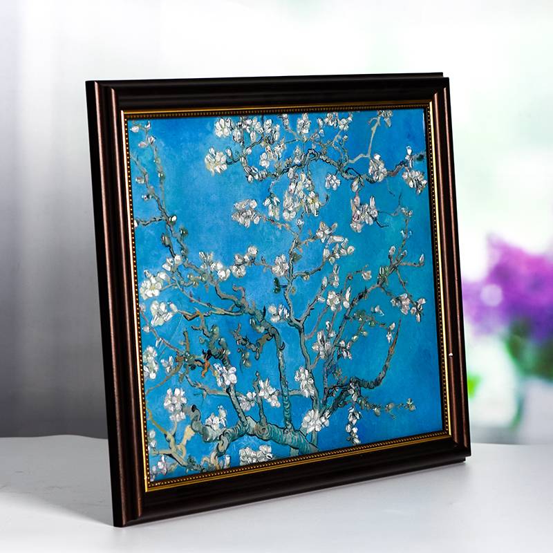 Almond Blossom Crystal Frame – Gemstone Mosaic Decor (45 × 35 cm)
