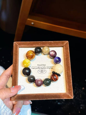 Protection & Confidence Statement Bracelet – Red Tiger’s Eye, Silver Obsidian & Charoite 16–18 mm