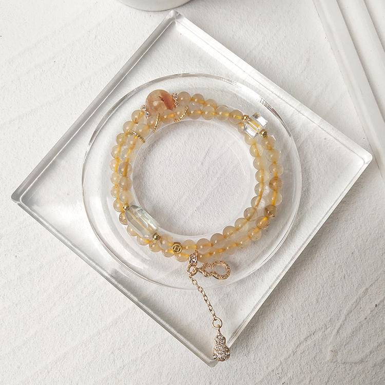 Wealth Double-Wrap Crystal Bracelet β Golden Rutilated Quartz & Citrine 5.5β11.5 mm