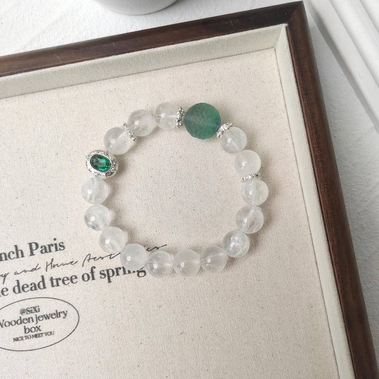 Focus & Clarity Crystal Bracelet – Phantom Quartz 10 mm with Gemstone Focal 13.5 mm, CZ Charm