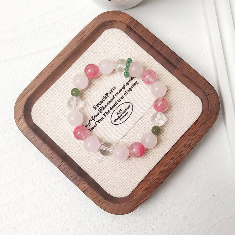 Rose Quartz Love Bracelet with Clear Quartz – 10mm Beads