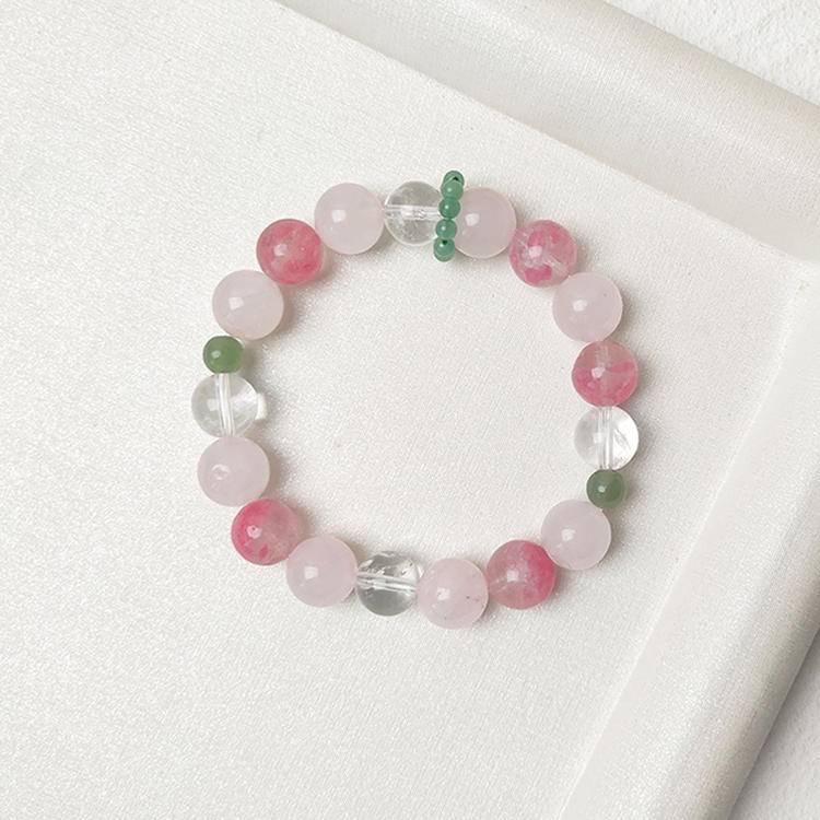 Rose Quartz Love Bracelet with Clear Quartz – 10mm Beads