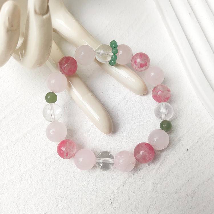 Rose Quartz Love Bracelet with Clear Quartz – 10mm Beads