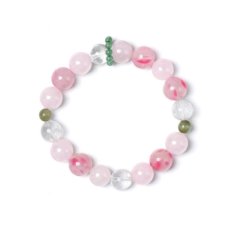 Rose Quartz Love Bracelet with Clear Quartz – 10mm Beads