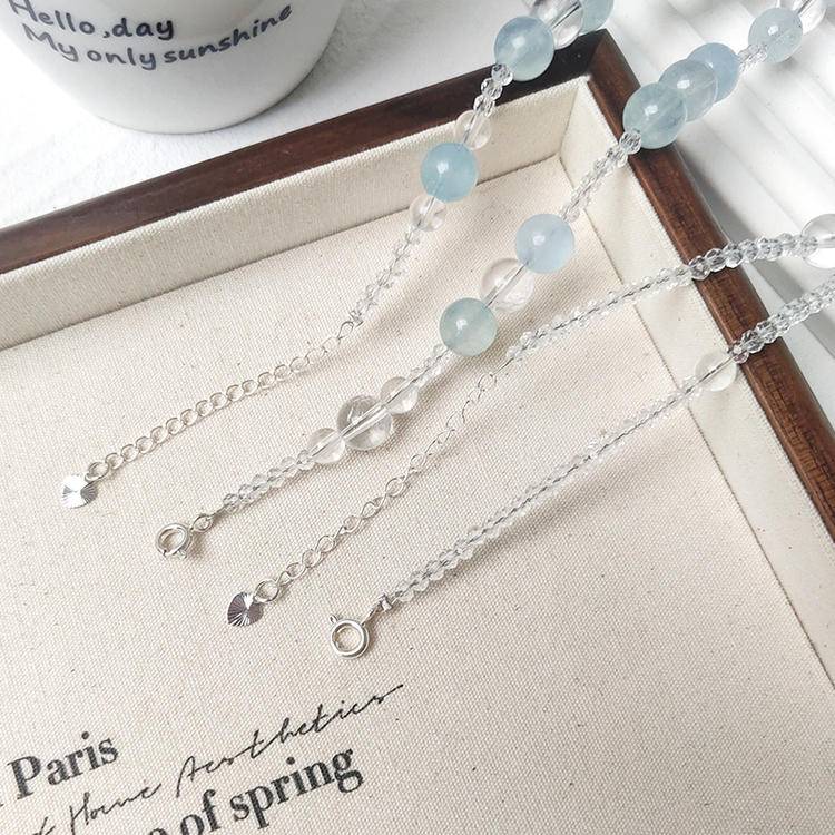 Aquamarine & Clear Quartz Layered Necklace (Two Strands)