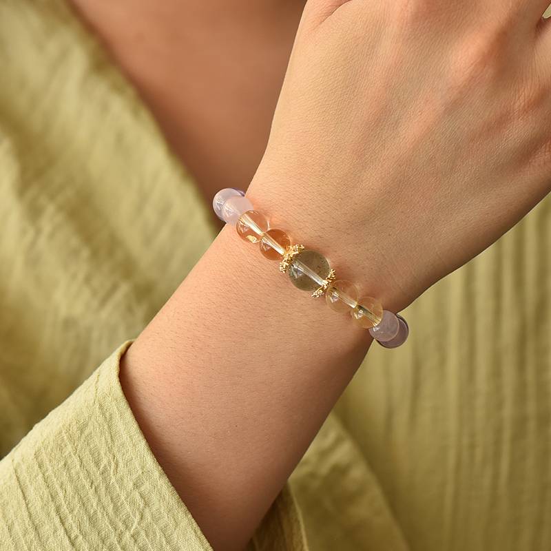Love & Healing Crystal Bracelet – Rose Quartz, Amethyst, Prehnite & Clear Quartz 8–11 mm