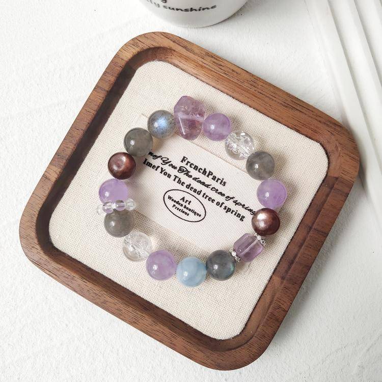 Calm & Focus Crystal Bracelet – Amethyst, Labradorite & Aquamarine 11.5 mm