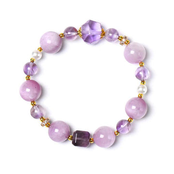 Calm & Focus Crystal Bracelet – Lepidolite & Amethyst 8–12.5 mm