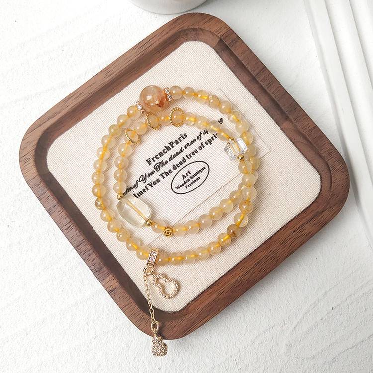 Wealth Double-Wrap Crystal Bracelet – Golden Rutilated Quartz & Citrine 5.5–11.5 mm