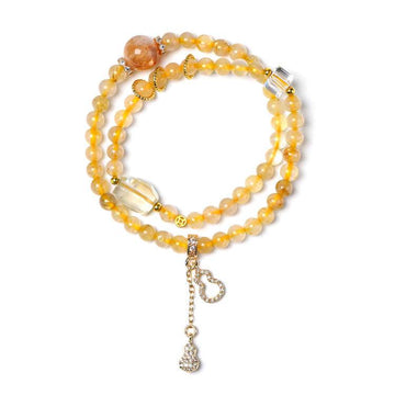 Wealth Double-Wrap Crystal Bracelet – Golden Rutilated Quartz & Citrine 5.5–11.5 mm
