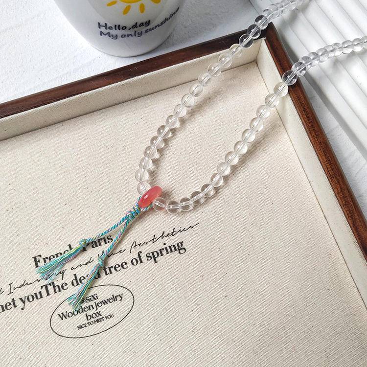 Focus Crystal Mala Wrap – Clear Quartz 108 Beads with Red Agate, Amber & Turquoise (6.5 mm)