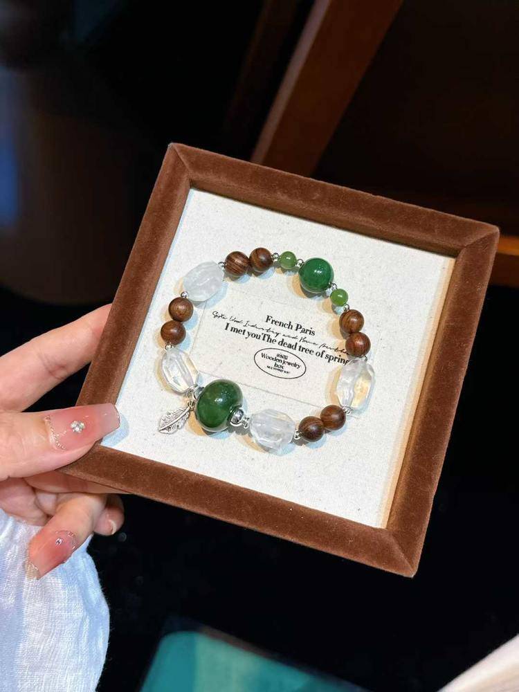 Sandalwood, Green Jasper & Clear Quartz Bracelet — Protection & Grounding (Clarity)