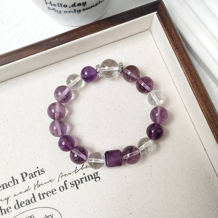 Amethyst & Clear Quartz Bracelet — Calm + Clarity