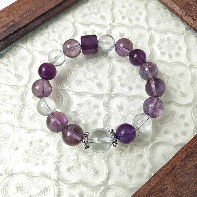 Amethyst & Clear Quartz Bracelet — Calm + Clarity