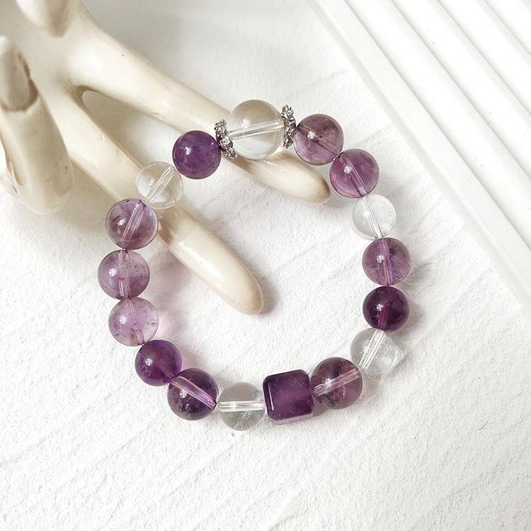 Amethyst & Clear Quartz Bracelet — Calm + Clarity