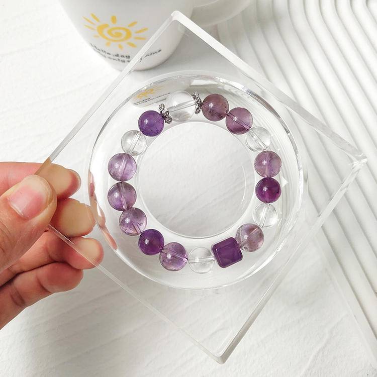 Amethyst & Clear Quartz Bracelet — Calm + Clarity