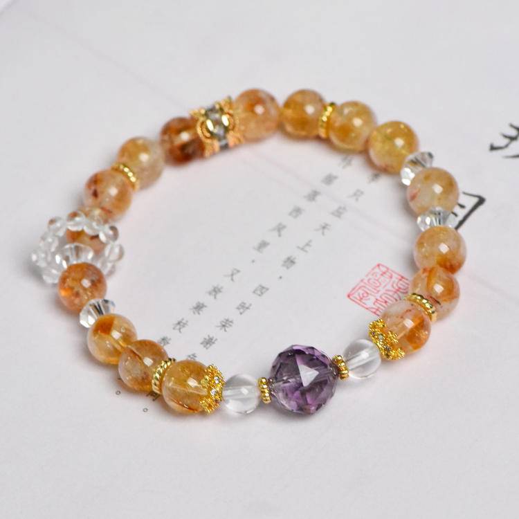 Wealth & Confidence — Citrine & Amethyst Success Bracelet